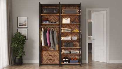 ארון פתיחה דגם יהלום – 4 דלתות זכוכית גוון שחור כולל תאורה ו 3 מגירות מתנה