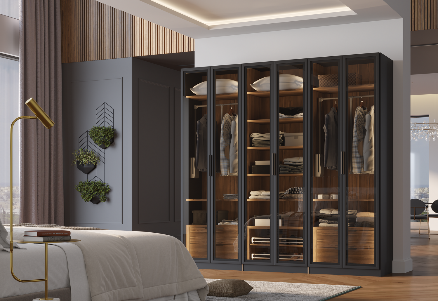 ארון דגם איליא - 4 דלתות זכוכית פתיחה